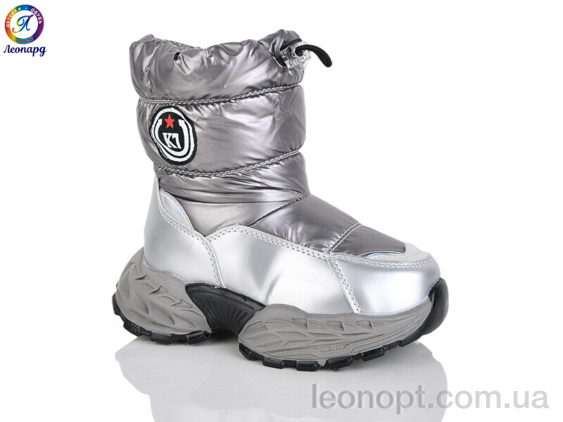 Дутики Леопард B11 silver